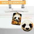 thumbnail image 3 of Panda Sunflower Square PU Leather Luggage Tags, 2 Pack, with Privacy Cover and Stainless Steel Ring - Suitable for Travel, Backpack, Handbag - Bag Tags, Handbag Tags, 3 of 7