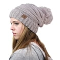 thumbnail image 2 of NYFASHION101® Pom Pom Oversized Baggy Slouchy Thick Winter Beanie Hat - Rose Mix, 2 of 3