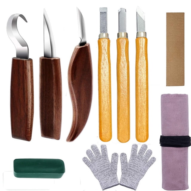 Juego de herramientas para tallar madera de 10 piezas, kit de madera para adultos y niños, juego de herramientas para principiantes para carpintero de escultura DIY