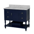 thumbnail image 2 of Beverly 42" Bathroom Vanity with Royal Blue Cabinet and Carrara Marble Top, 2 of 6