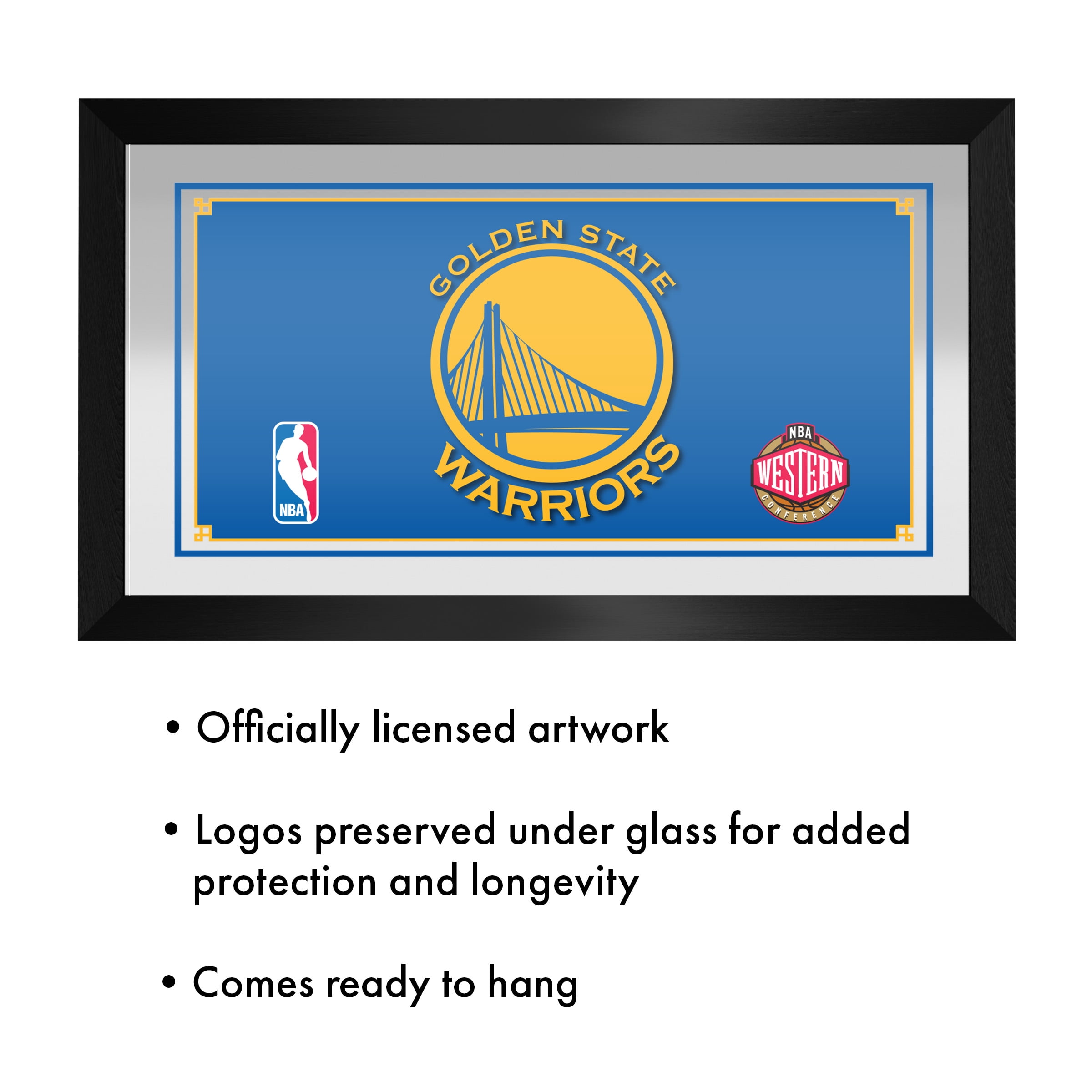 Golden State Warriors Logo Ready-To-Hang Black Framed Wall Mirror