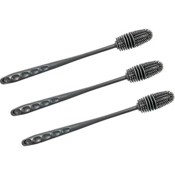 LQQBOX Silicone Bottle Brush 3 Pcs, Long Handle Bottle Cleaner, 11.02" Bottle Cleaning Brush for Flasks, Vacuum Sports Bottles, Vases and Glassware (Grey)