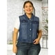 thumbnail image 3 of Chaqueta sin mangas de mezclilla para mujer de talla grande Agnes Orinda, botón, color azul, 3 of 7