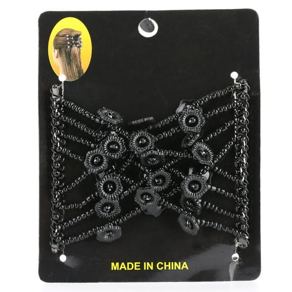 Peinado de fiesta para mujer, doble diapositiva, cuentas de flores elásticas, Clip, peine Hiar Cip negro