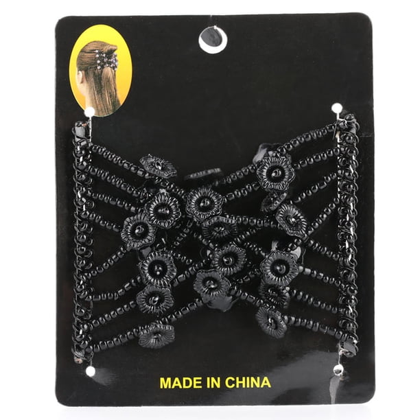 Peinado de fiesta para mujer, doble diapositiva, cuentas de flores elásticas, Clip, peine Hiar Cip negro