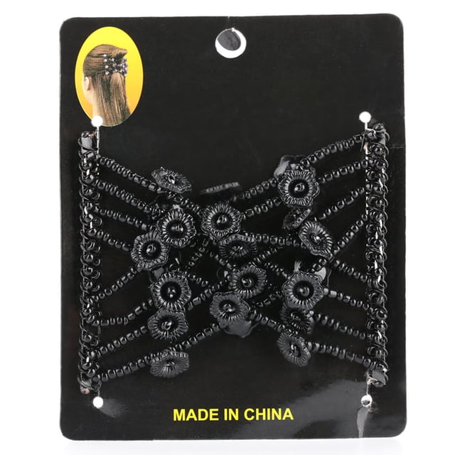 Peinado de fiesta para mujer, doble diapositiva, cuentas de flores elásticas, Clip, peine Hiar Cip negro