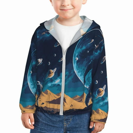 

Lukts Astronaut In A Space Suit On The Planet Print Children s Long-Sleeved Sun Protection Clothing Hooded Sweatshirts for Boys and Girls Outdoor Sports-4 Years