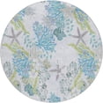 thumbnail image 2 of Addison Rugs Dream Shag Premium Machine Washable Transitional Coral Aqua Round Rug, 8' x 8', 2 of 8