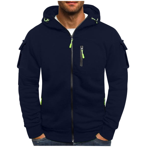 fatyb Men's Full Zip Hooded Sweatshirts Casual Hoodies Long Sleeve Sports Jacket with Zipper Pockets