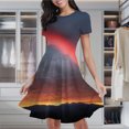 thumbnail image 2 of Sunset Mountain Glow Women's Classic Swing Skater Dress Casual Work Party Cocktail Dresses, 2 of 6