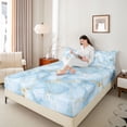 thumbnail image 4 of Homewish Marble Texture Full Size Sheets,Fluid Stripe Aesthetic Bed Sheets,Gold Blue Sheet Sets For Boys Kids,Lightweight Room Decor,4 Pieces, 4 of 7