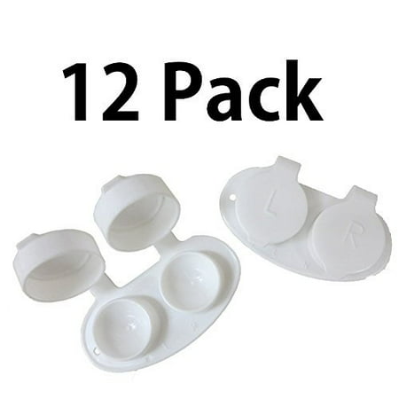 Premium FDA Approved Contact Lens Cases 12 Pack White, Deep Well Reinforced Storage