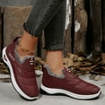 thumbnail image 3 of Womens Slip on Snow Boots Waterproof Leather Furry Lined Winter Loafers Cold Weather Outdoor Nonslip Sneakers Wine 8, 3 of 7