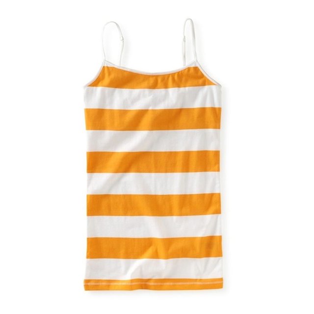 Camiseta sin mangas a rayas Aeropostale para mujer naranja pequeña