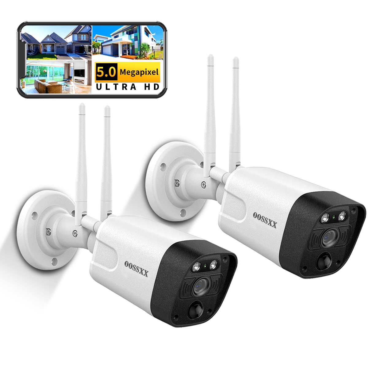 OOSSXX 5MP security cameras wireless wifi,2PcsOutdoor camera PIR