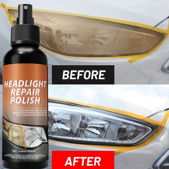 Qonioi Headlight Cleaner 4.1 fl oz, Coating Restores Polishes Vehicle Lights, Light Restoration Kit with Protective Sealant