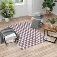 thumbnail image 1 of Checkers Game Turkish Area Rug, Geometric Grid Style Monochrome Squares in Traditional Game Board Design, Soft Carpet for Living Room Decor with Distressed Look, 6.6' X 9.6', Pale Mauve, by Ambesonne, 1 of 4
