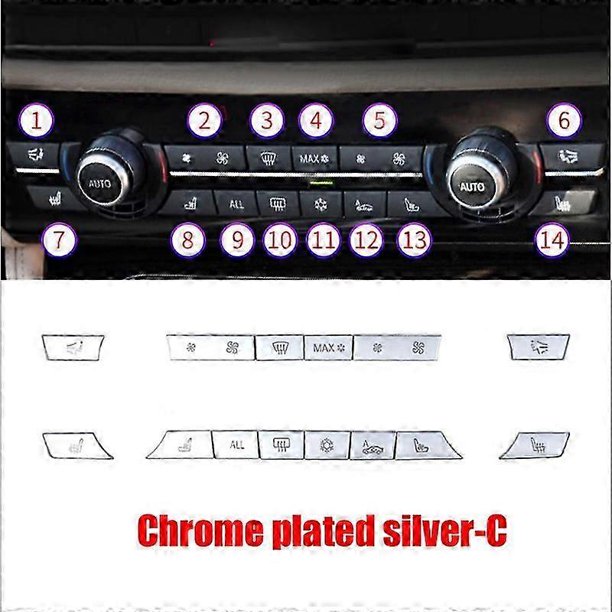 Chrome ABS Air Conditioner Buttons Sequins Decoration Cover Trim For BMW F10 F11 F06 F01 E70 E71 F25 F26 X5 X6 3/5/6/7 series