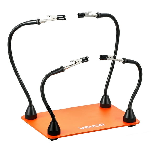 VEVOR Magnetic Helping Hands Soldering Station, 4 Flexible Arms Third Hand Tool, with Alligator Clips & Non-Slip Heavy-Duty Steel Base, Soldering Helping Hands for Electronic Repair Craft Hobby DIY