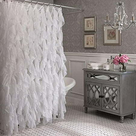cascade shabby chic ruffled sheer shower curtain white walmart com cascade shabby chic ruffled sheer shower curtain white walmart com