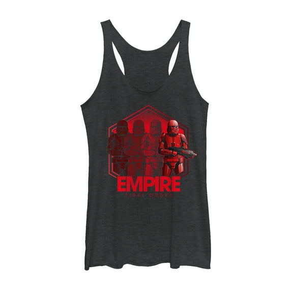 Women's Star Wars: The Rise of Skywalker Sith Trooper Reflection Racerback Tank Top Black Heather Small