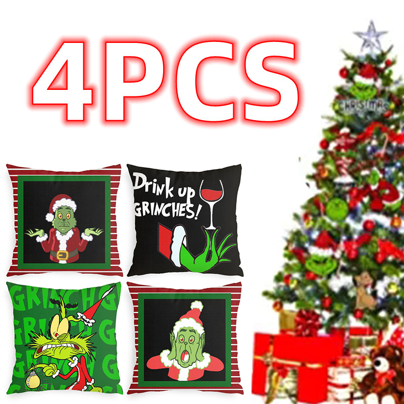 The Grinch Christmas Decor Grinch Pillow Covers 18x18 Set of 4 Grinch