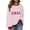 Pink, variant on Cavosen Christmas Womens Sweaters Cute Crew Neck Long Sleeve Fleece Ugly Pullover Stripe Solid Loose Blouses Party Shirt Tops
