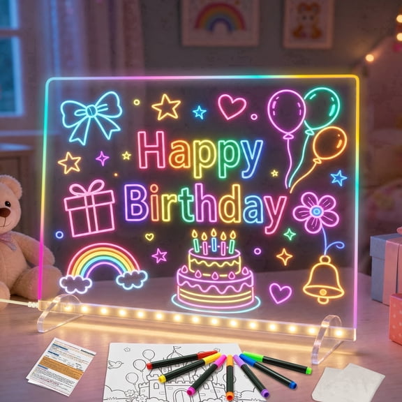 Miraidon 7.8×12 Inch LED Drawing Board,7 glowing colors 6 light modes,erasable no ghost residue,with 7 markers & full accessories,portable art pad,gift for boys girls