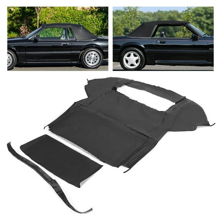 Kojem Convertible Soft Top for 1983-1993 Ford Mustang Replacement W/Plastic Window Black