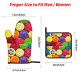 thumbnail image 2 of Daiia Brightly Colored Cupcakes Pattern Oven Mitts and Pot Holders 4 pcs Set,High Heat Resistant 500 Degree Extra Thicken Long Kitchen Cotton Oven Glove, 2 of 6