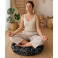thumbnail image 2 of Vargottam Coussin de Sol - Pouf Rond en Coton de 22 Pouces avec Mousse à Mémoire de Forme, Coussin de Sol Capitonné pour Méditation et Décoration Intérieure - Croquis Jardin Noir, 2 of 7