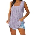 thumbnail image 2 of QQAMB Tank Top for Women Floral Square Neck Sleeveless Tank Top Summer Loose Fashion Blouse Purple L, 2 of 5