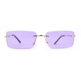 thumbnail image 2 of Rimless Rectangular 90s Elegant Metal Rim Sunglasses Gold Purple, 2 of 4