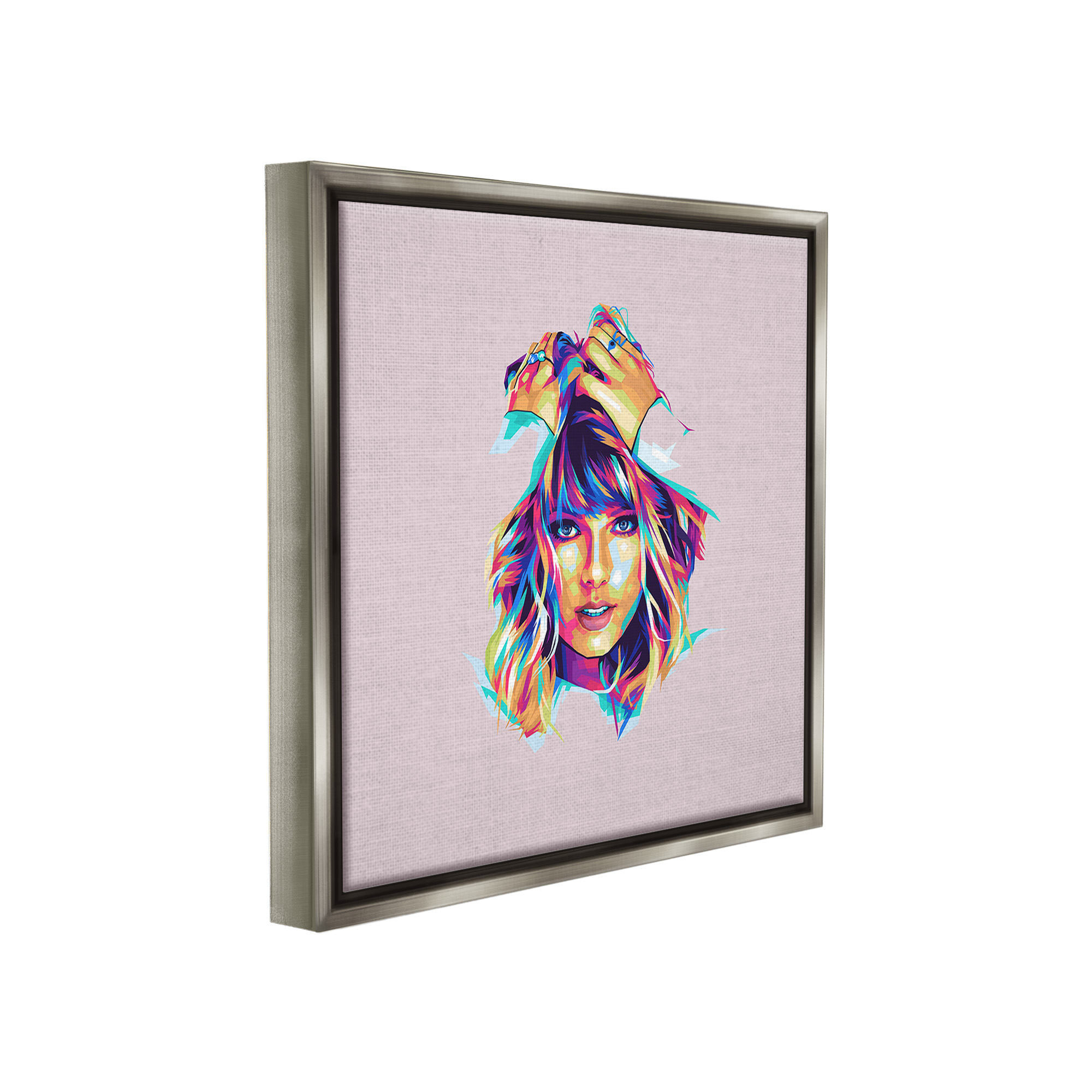Stupell Industries Abstract Pop Star Abstract Painting Gray Floater Framed Canvas Art Print Wall Art, 25 x 25
