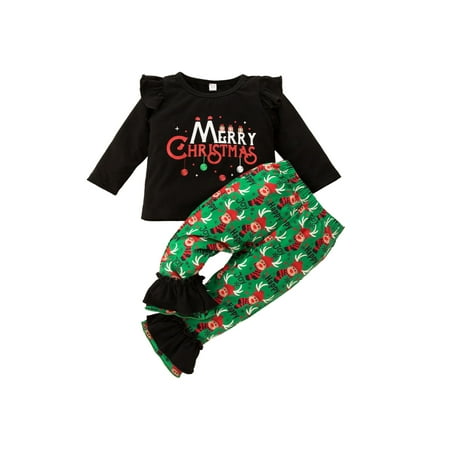 

Amuver Baby Trousers Set Long-sleeved Christmas Printed Tops Soft Pants