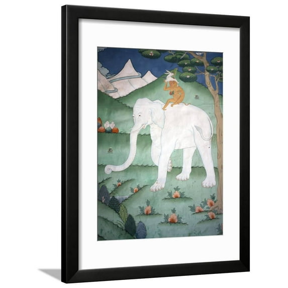 Painting of the Four Harmonious Friends in Buddhism, Elephant, Monkey, Rabbit and Partridge, Inside Framed Print Wall Art By Lee Frost