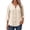 #0027-Beige, variant on Women's Casual Blouses 3/4 Sleeve Notch Neck Single Row Button Front Blouses Bohemian Style Lightweight Breathable Elastic Waist Shirts Gift