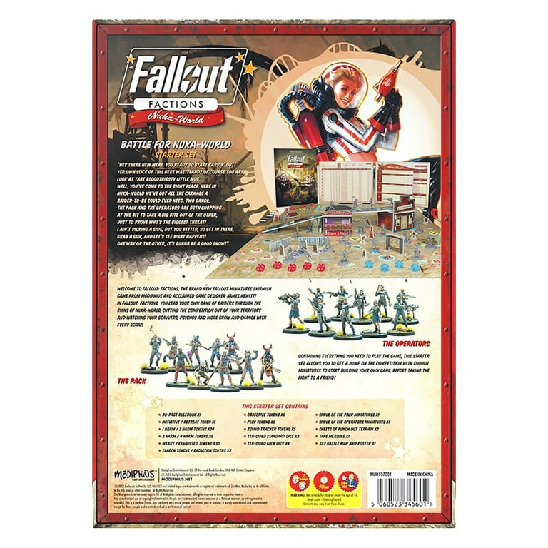 Modiphius Entertainment: Fallout: Factions - Battle for Nuka-World Starter Set - Tabletop Miniatures Skirmish Game, Licensed War Game, 20 Miniatures Modiphius Entertainment: Fallout: Factions - Battle for Nuka-World Starter Set - Tabletop Miniatures Skirmish Game, Licensed War Game, 20 Miniatures