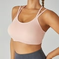 thumbnail image 3 of SMihono 2025 Sports Bra for Women v-Neck Strappy Criss Cross Yoga Bralette Thin Belt Shockproof New Breathable Underwear (Pink L ), 3 of 7