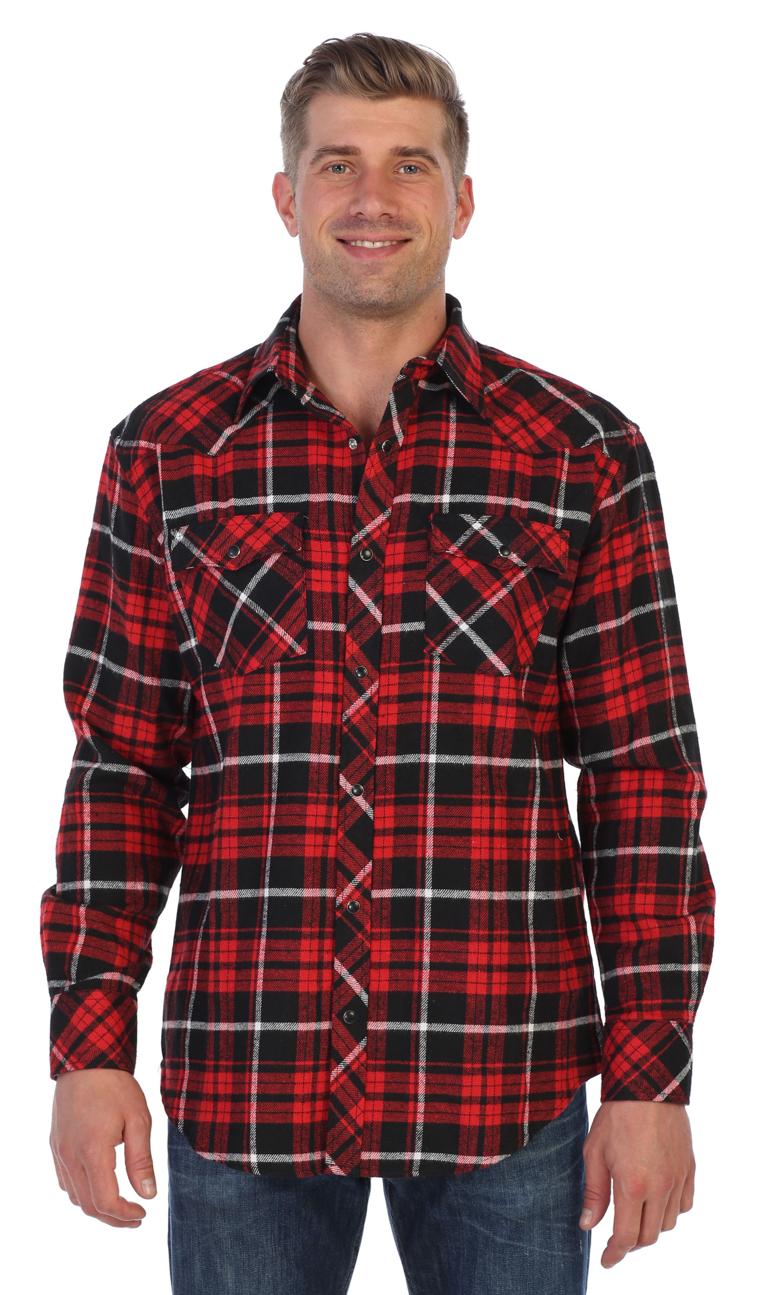 Guytalk Men's Regular-Fit Short-Sleeve Plaid Western Flannel Shirt