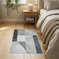thumbnail image 2 of ODIKA 2'x3' Abstract Marble Veined Panels With Geometric Framed Border Design Washable Throw Rug None for Hallway, Study Room, Non-Slip Low Profile, Flatwoven, 2 of 6