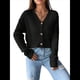 thumbnail image 1 of Suéter Tipo Cárdigan de Punto Suave con Cuello en V y Botones Delanteros de Larga para Mujer Negro XL, 1 of 8