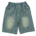 thumbnail image 5 of FINALGANG Girls Versatile Shorts Star Embroidery Patchwork Knee Length Denim Shorts Stylish Button Down Bottom With Pockets Durable Skin Friendly Fabric For Kid, 5 of 7