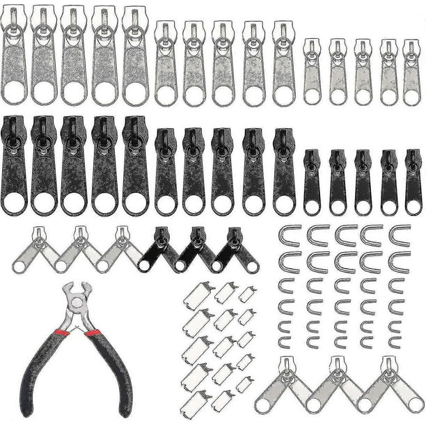 Zipper Repair Kit Replacement Slider: 85pcs Zipper Bottom Stop End - Fix Double Zipper Pull Replace #3#5#8 Nylon Coil Zipper For Jacket Luggage Jeans
