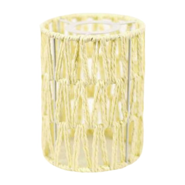 Sombra de lámpara de cuerda de papel boho tono ligero de luz decoración del hogar retro cilindro tejido a mano para cafetería restaurante de la casa beige