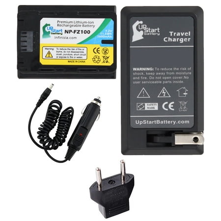 NP-FZ100 Battery + Charger + Car Plug + EU Adapter Replacement for Sony Alpha a7 III (ILCE-7M3) Digital Camera - Compatible with Sony NP-FZ100 Rechargeable Lithium-Ion Battery 7.2V 1600mAh