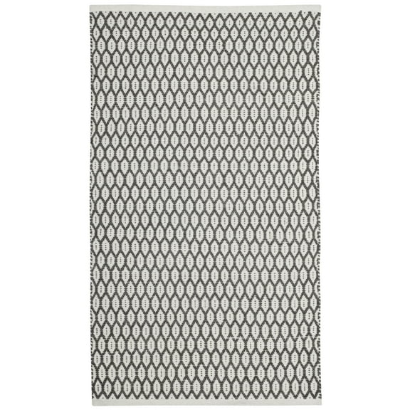SAFAVIEH Montauk Crystal Geometric Cotton Area Rug, Charcoal/Ivory, 2'3" x 3'9"