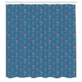 thumbnail image 2 of Ambesonne Blue and Pink Shower Curtain, Exotic Flamingo Birds, 69"Wx75"L, Dark Turquoise Pink, 2 of 4