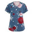 thumbnail image 2 of 4th of July Scrub Tops Women Short Sleeve V Neck Retro Floral Print Shirts Nursing Working Uniform American 250 Years Anniversary 2026 New Medical Plus Size Scrub T Shirts, 2 of 4