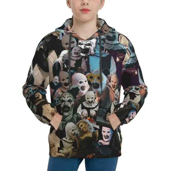 Art The Clown Hoodie Lightweight Pullover Halloween Graphic Hooded Sweatshirt for Teens with Pocket Small